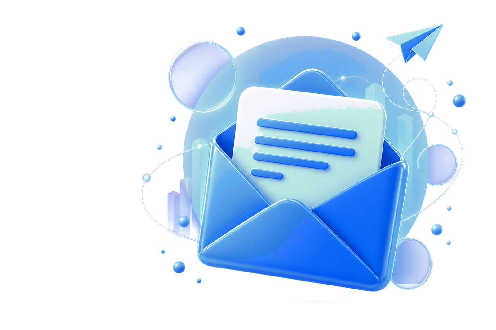 Premium 3D blue envelope contact illustration